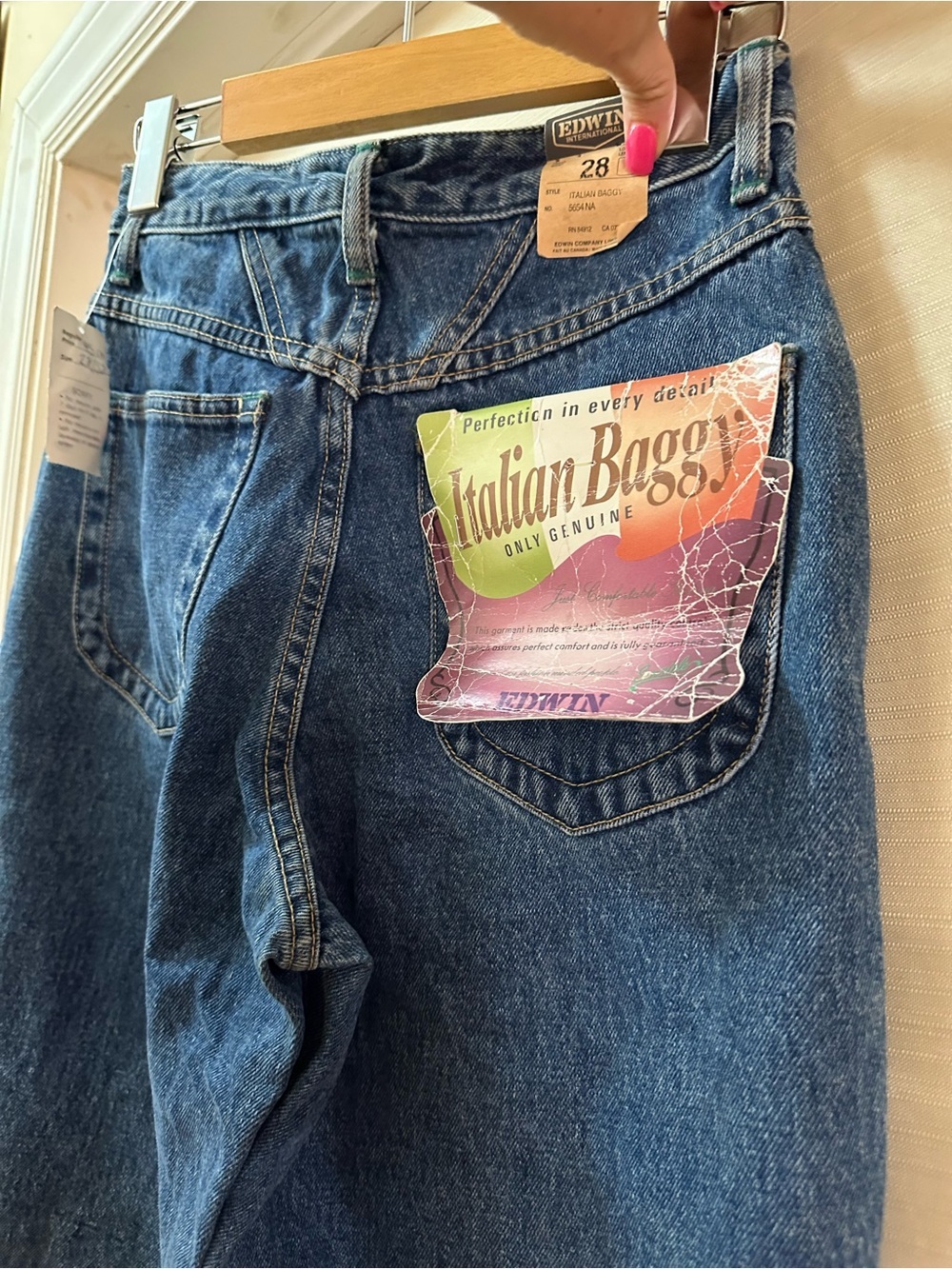 Vintage Edwin Italian Baggy Jeans Deadstock NWT Women’s High Rise Mom Jeans 28 - Picture 6 of 7